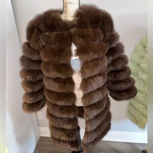 REAL FOX FUR 100% Brown coat size XS/S